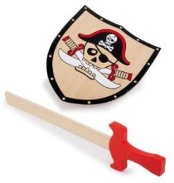 Bouclier et épée en bois pirate